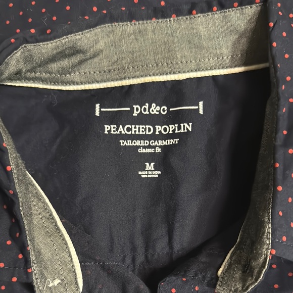 Men's Navy Blue Pattern Button-down Shirt by PD&C Size Medium - Picture 10 of 12